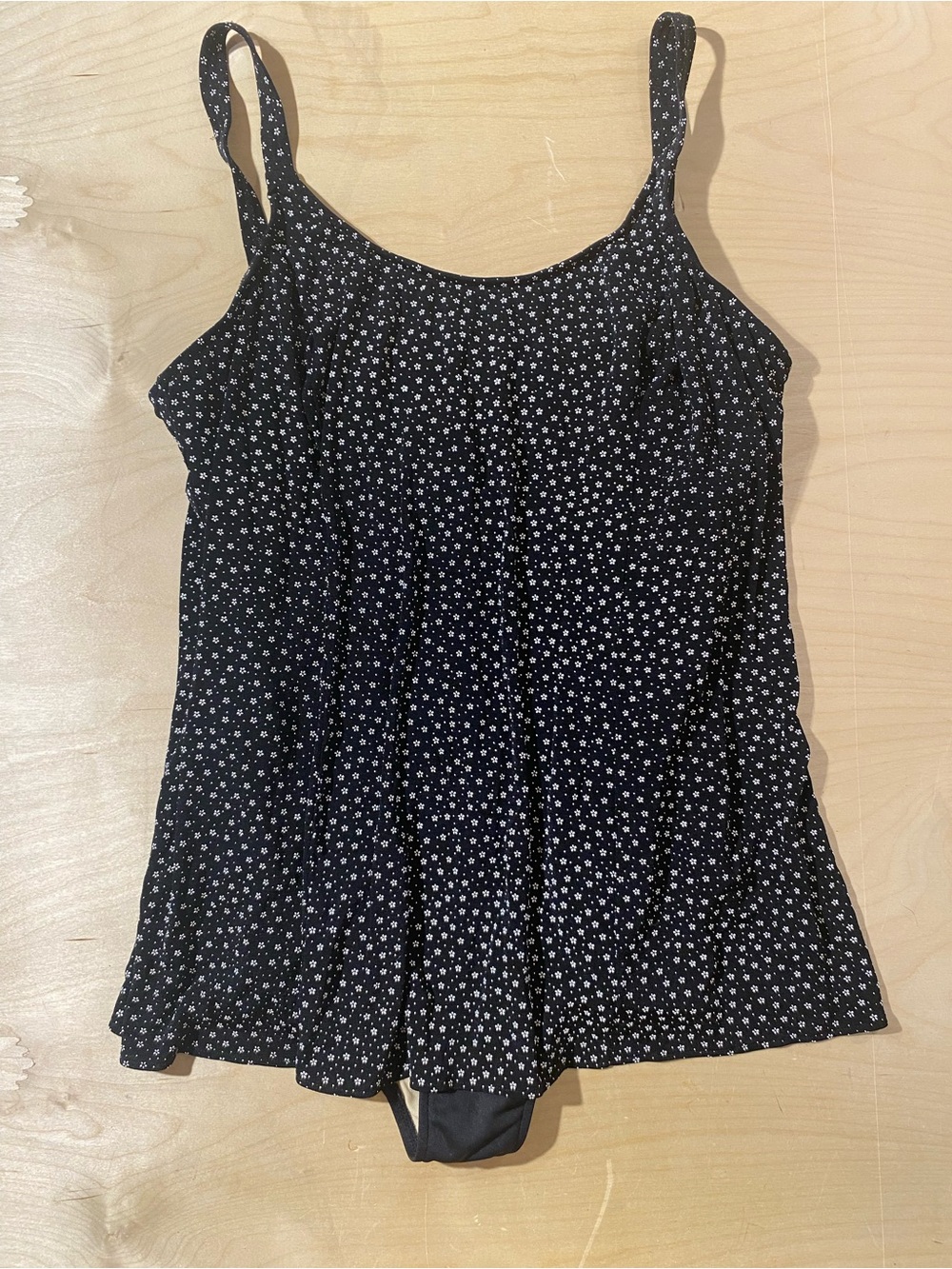 Basic Edition Black Floral Spaghetti Strap Swim Suit 24W (SE)